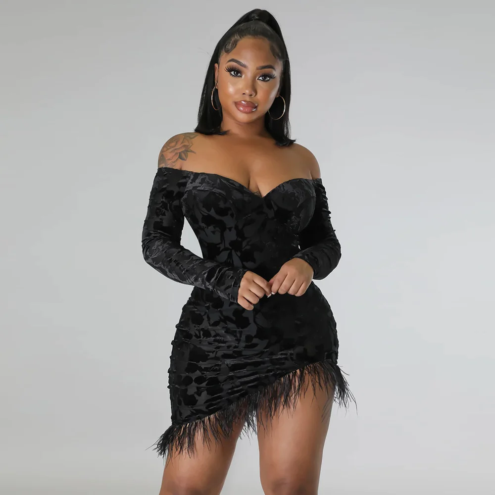 Fashion Off Shoulder Sexy V-neck Irregular Hip Wrap Super Tassel Short Skirt Women Long Sleeve Slim Fitting Female Clothes
Fashion Off Shoulder Sexy V-neck Irregular Hip Wrap Super Tassel Short Skirt Women Long Sleeve Slim Fitting Female Clothes