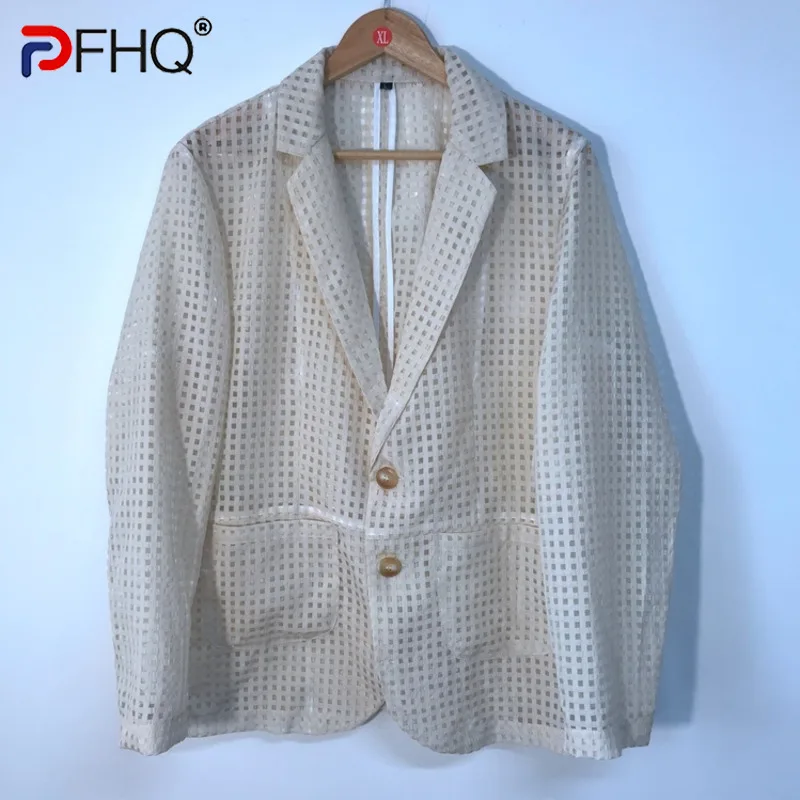 PFHQ Summer New Men's Niche Design Solid Color Perspective Sexy Suit Jackets Trendy Outdoor Breathable Confortable Tops 12Z1253
PFHQ Summer New Men's Niche Design Solid Color Perspective Sexy Suit Jackets Trendy Outdoor Breathable Confortable Tops 12Z1253