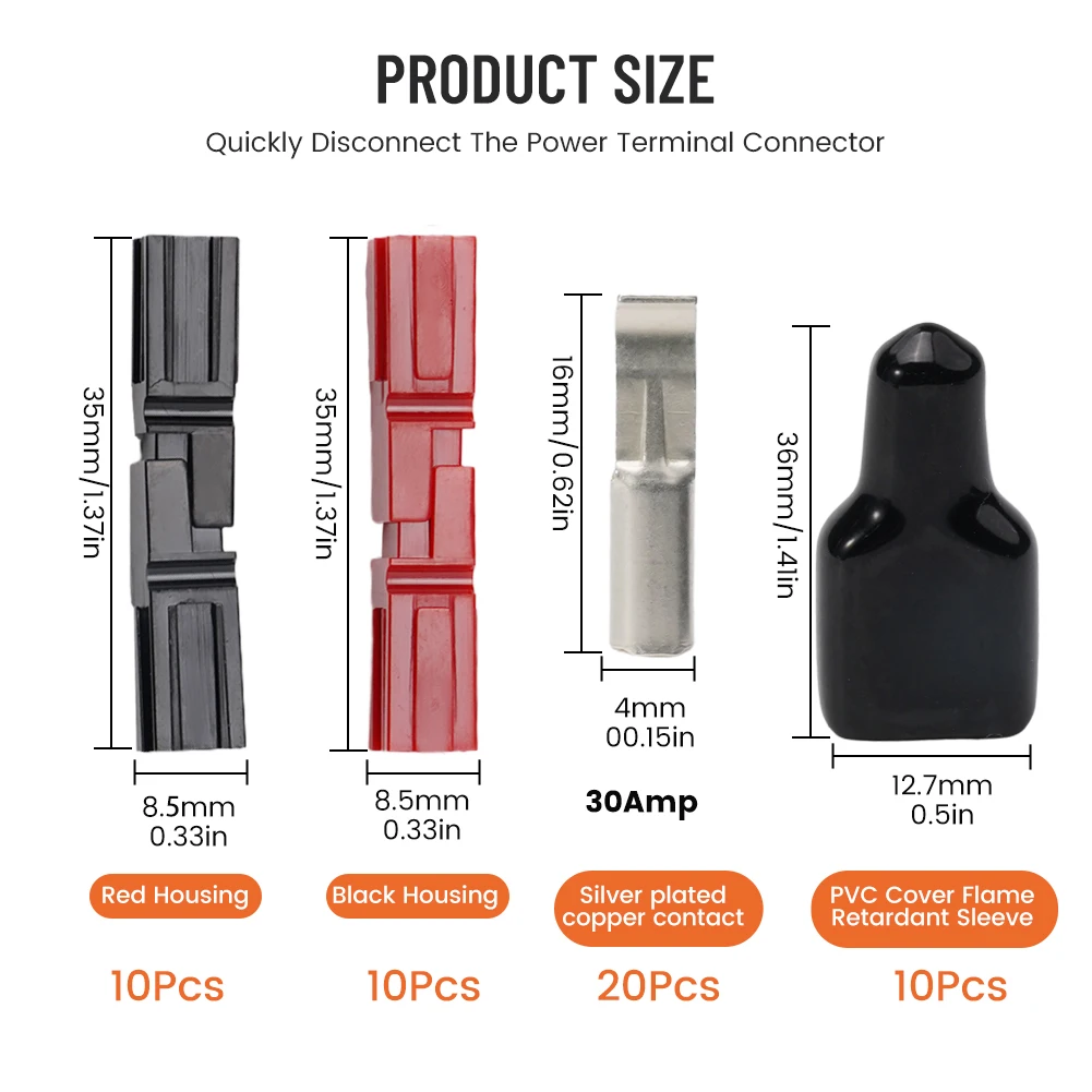 10 Black +10red 30 Amp 600V For Anderson Plug Connector Dust Cover PC Shell For Electric Power Vehicles Photovoltaic System Tool
10 Black +10red 30 Amp 600V For Anderson Plug Connector Dust Cover PC Shell For Electric Power Vehicles Photovoltaic System Tool