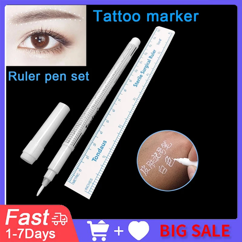 High Quality White Surgical Eyebrow Tattoo Skin Marker Pen with Measuring Ruler Microblading Brow Pencil Positioning Tool Supply
High Quality White Surgical Eyebrow Tattoo Skin Marker Pen with Measuring Ruler Microblading Brow Pencil Positioning Tool Supply