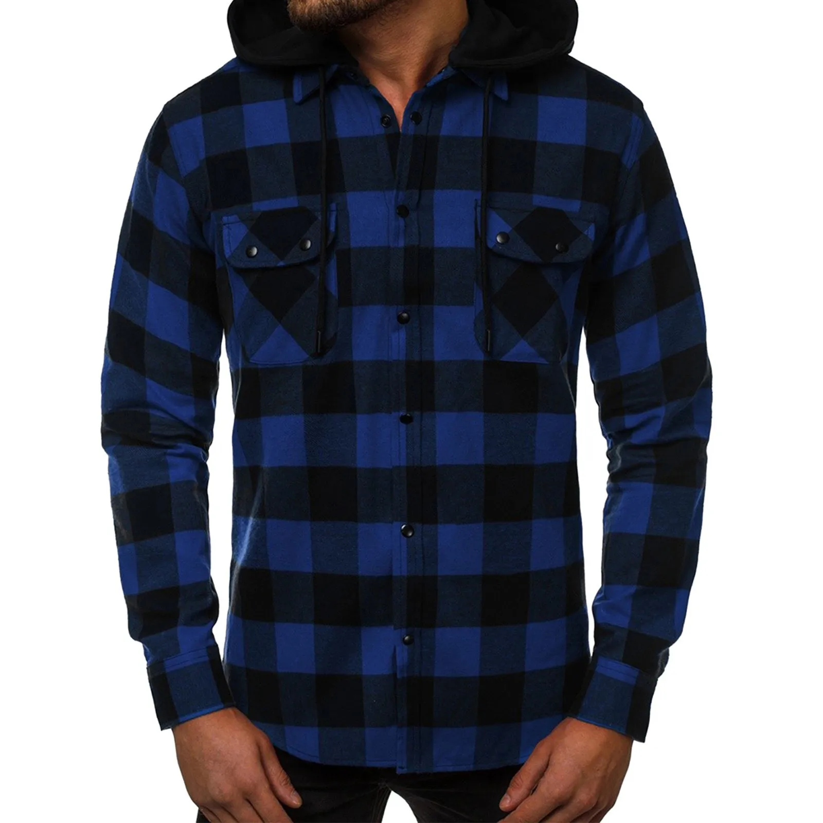 Men's Casual Plaid Shirt Long Sleeve Double Pocket Removable Hooded Blouse Shirt Pack Men
Men's Casual Plaid Shirt Long Sleeve Double Pocket Removable Hooded Blouse Shirt Pack Men