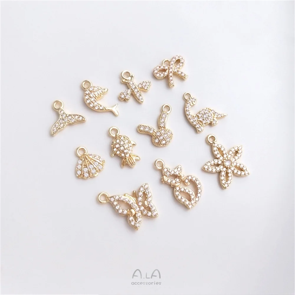 14K gold micro-set zirconia small charm series sea creatures fish tail bee butterfly cat diy pendant
14K gold micro-set zirconia small charm series sea creatures fish tail bee butterfly cat diy pendant