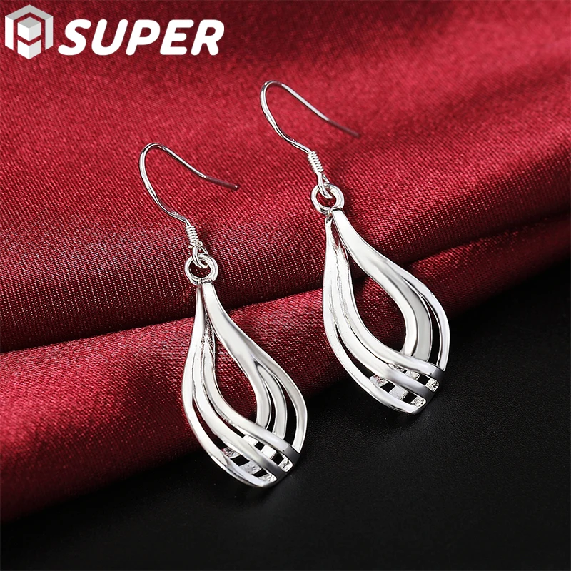 925 Sterling Silver Third line Water Drops Earrings For Women Best Gift Wedding Engagement Party Jewelry
925 Sterling Silver Third line Water Drops Earrings For Women Best Gift Wedding Engagement Party Jewelry