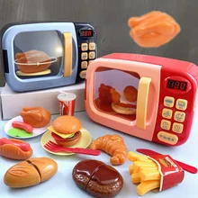 Kids Kitchen Toys Simulation Microwave Oven Educational Toys Mini Kitchen Food Pretend Play Cutting Role Playing Girls Toys