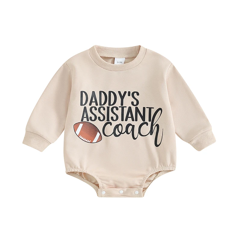 BULINGNA Newborn Baby Boy Football Romper Sweatshirt Daddy s Assisiant Coach Funny Bodysuit Infant Fall Winter Clothes
BULINGNA Newborn Baby Boy Football Romper Sweatshirt Daddy s Assisiant Coach Funny Bodysuit Infant Fall Winter Clothes