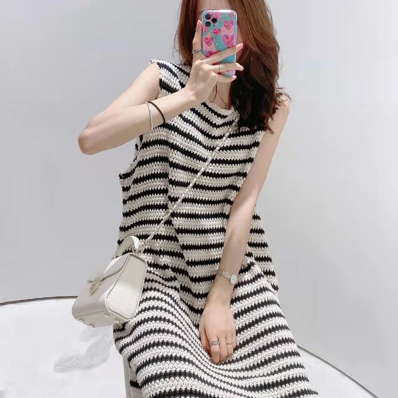 Pullover Dress 2023 Pengpeng Dress Long Dress Over Knee High Grade Loose Korean Popular Spring/Summer Sleeveless Knitted Dress
Pullover Dress 2023 Pengpeng Dress Long Dress Over Knee High Grade Loose Korean Popular Spring/Summer Sleeveless Knitted Dress
