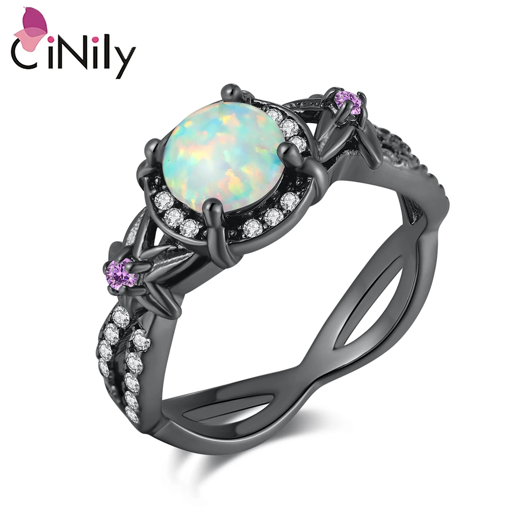 CiNily Created White Fire Opal Rings CZ Black Gold filling Simple Fashion Jewelry for Women Gemstone Wedding Engagement Size 6-9
CiNily Created White Fire Opal Rings CZ Black Gold filling Simple Fashion Jewelry for Women Gemstone Wedding Engagement Size 6-9