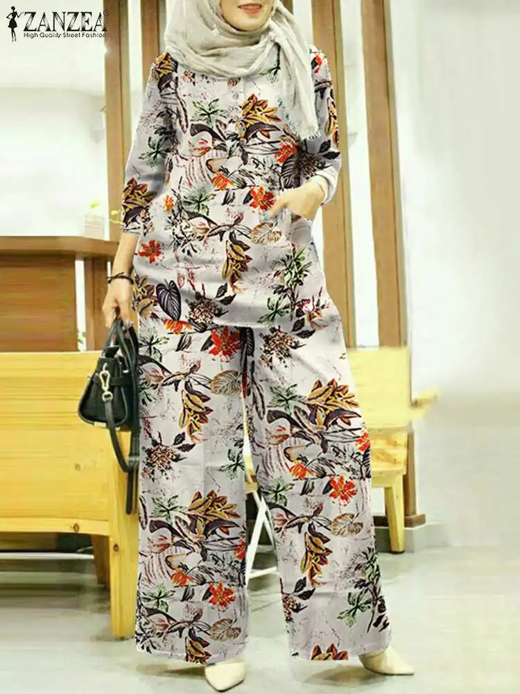 Two Piece Sets Womens Outifits ZANZEA Bohemian Tracksuit Summer Wide Leg Pants Sets Dubai Turkey Abaya Muslim Sets Islamic Cloth
Two Piece Sets Womens Outifits ZANZEA Bohemian Tracksuit Summer Wide Leg Pants Sets Dubai Turkey Abaya Muslim Sets Islamic Cloth