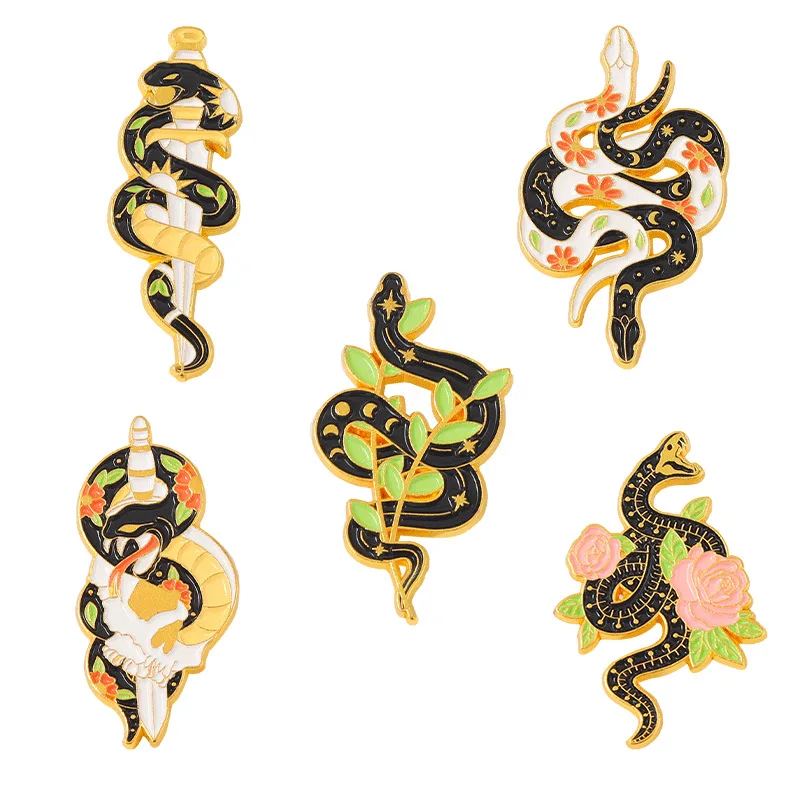 Animal Pins Cartoon Black and White Flower Snake Shape Enamel Backpack Clothing Accessories Alloy Enamel Lapel Pins Brooches
Animal Pins Cartoon Black and White Flower Snake Shape Enamel Backpack Clothing Accessories Alloy Enamel Lapel Pins Brooches