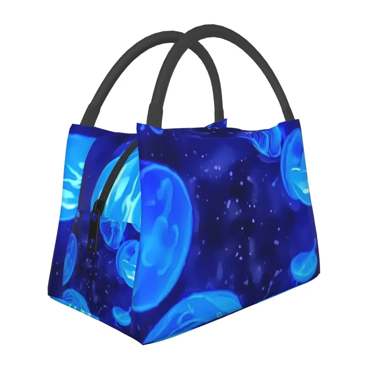 

Tropical Marine Print Lunch Bag Blue Jelly Fish Fun Lunch Box For Unisex Office Portable Cooler Bag Print Thermal Tote Handbags