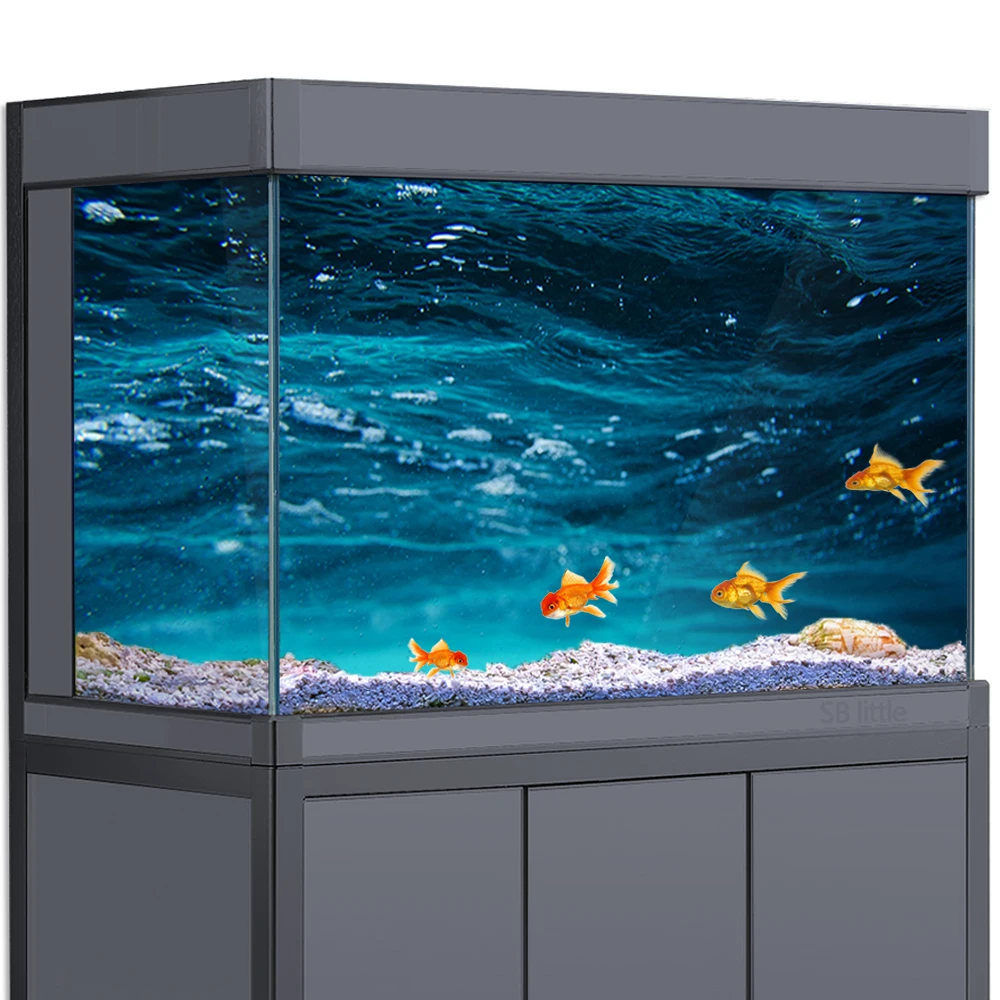 

Aquarium Background 3D Blue Ocean Sea Underwater HD Printing Wallpaper Fish Tank Reptile Habitat Decorations PVC