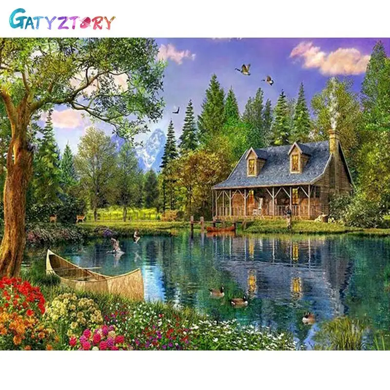 GATYZTORY Pictures By Number River house Kits Home Decor Painting By Numbers Landscape Drawing On Canvas HandPainted Art DIY Gif
GATYZTORY Pictures By Number River house Kits Home Decor Painting By Numbers Landscape Drawing On Canvas HandPainted Art DIY Gif