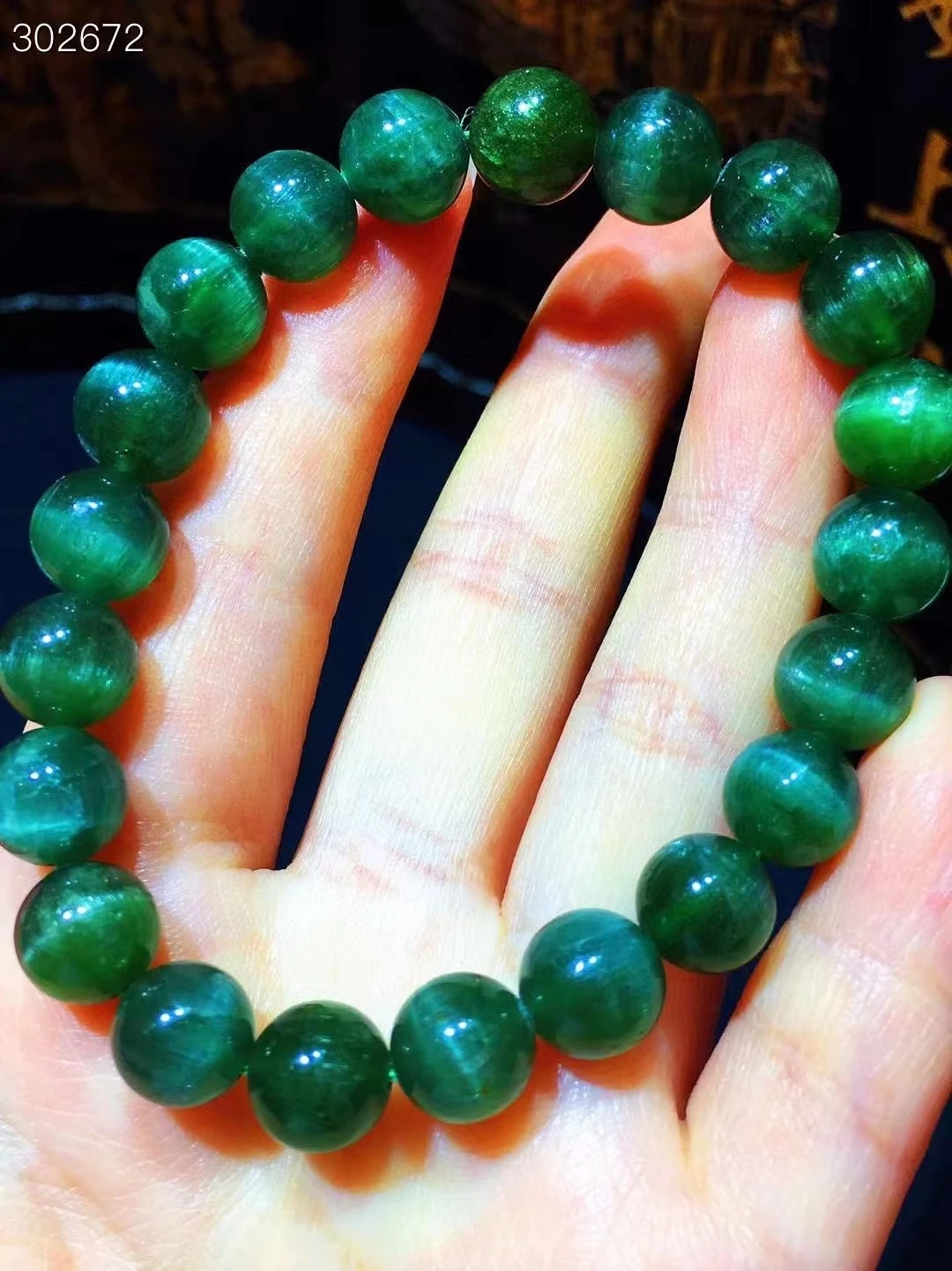 

Genuine Natural Green Apatite Crystal Women Men Bracelet Round Beads 9mm Chatoyant Cat Eye Green Apatite Gemstone AAAAAA