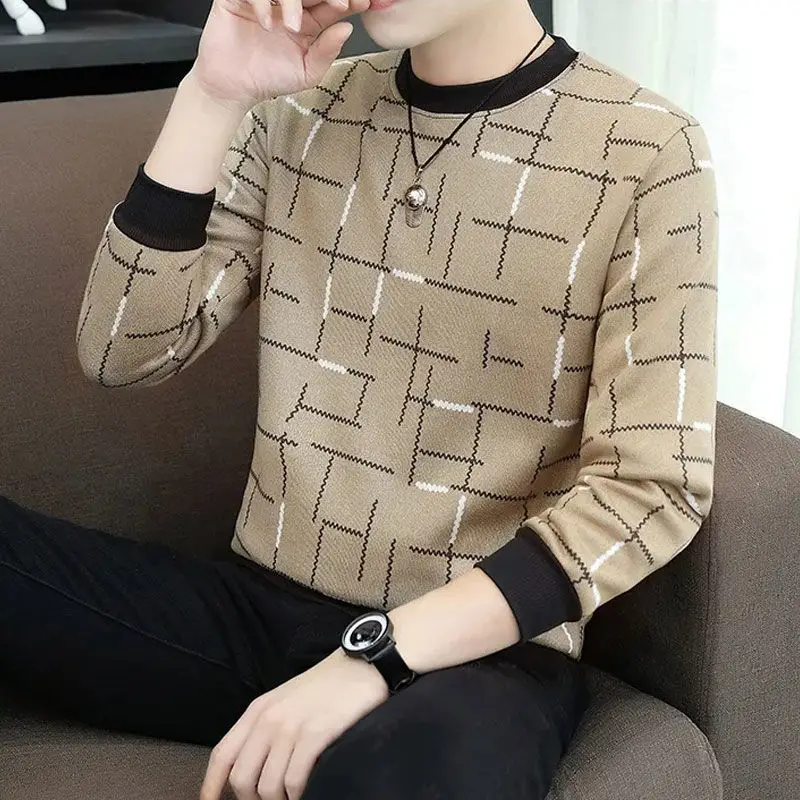 Men's 2022 Loose Spliced Printed Knitted Casual Sweater Tops Pullovers Autumn Warm O-neck All-match New Stylish Clothing Korean
Men's 2022 Loose Spliced Printed Knitted Casual Sweater Tops Pullovers Autumn Warm O-neck All-match New Stylish Clothing Korean