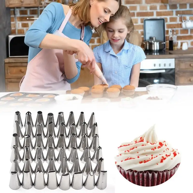 

Decorating Spout Pcs Bakin Stainless Cake Cream 48 Tip Pastry Piping Icing Complete Steel Fondant Sets Tool Nozzle Confectionery