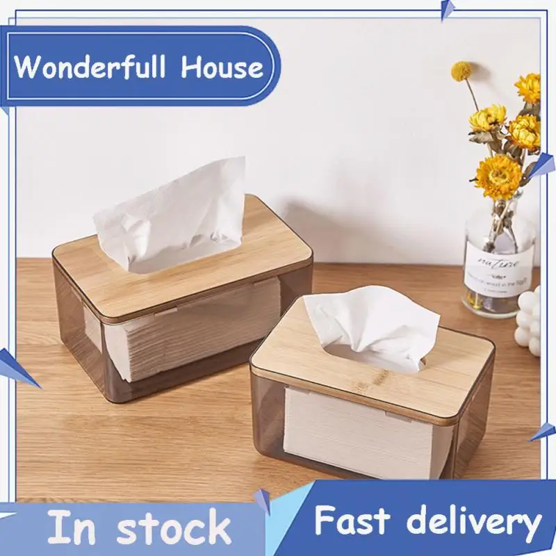 Organizer Tissue Box Cover Holder Minimalist Anti-skid Wear Resistant Plastic Tissue Dispenser With Bamboo Lid Tissue Box Daily 
Organizer Tissue Box Cover Holder Minimalist Anti-skid Wear Resistant Plastic Tissue Dispenser With Bamboo Lid Tissue Box Daily