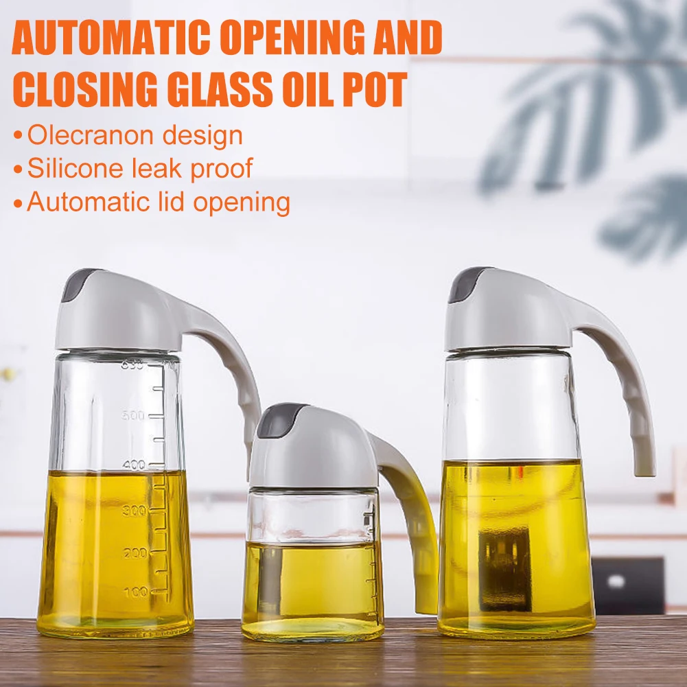 300ml/630ml Oil Dispenser Bottle Auto Open Oil Bottle Glass Oil Jug With Automatic Cap Leakproof Oil Jar For Kitchen Cooking
300ml/630ml Oil Dispenser Bottle Auto Open Oil Bottle Glass Oil Jug With Automatic Cap Leakproof Oil Jar For Kitchen Cooking