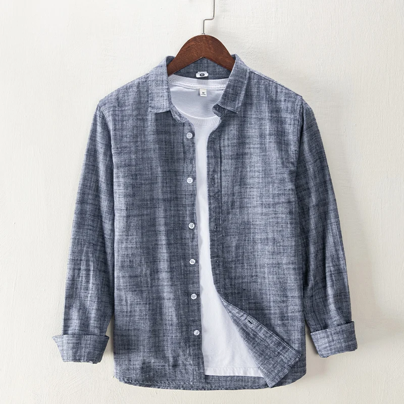 Men's Regular-Fit Shirt Cotton Line Long Sleeve Loose Business Dress Pure Color Button Shirt Men Blue White Tops
Men's Regular-Fit Shirt Cotton Line Long Sleeve Loose Business Dress Pure Color Button Shirt Men Blue White Tops