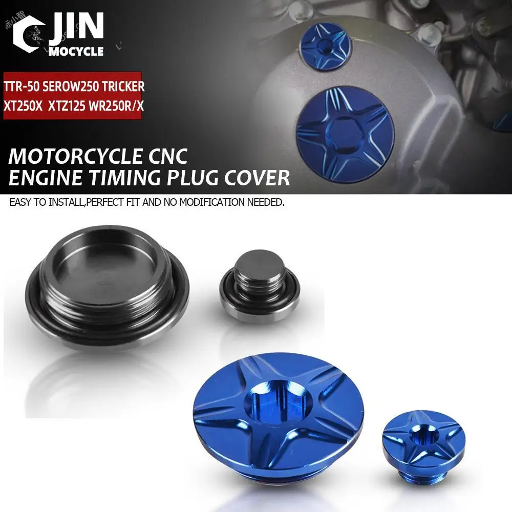 Aluminum Engine Timing Plug Cover For Yamaha TTR-50 SEROW250 TRICKER XT250X XTZ 125 WR250R WR 250 X Motorcycle Engines Cap Plug 
Aluminum Engine Timing Plug Cover For Yamaha TTR-50 SEROW250 TRICKER XT250X XTZ 125 WR250R WR 250 X Motorcycle Engines Cap Plug