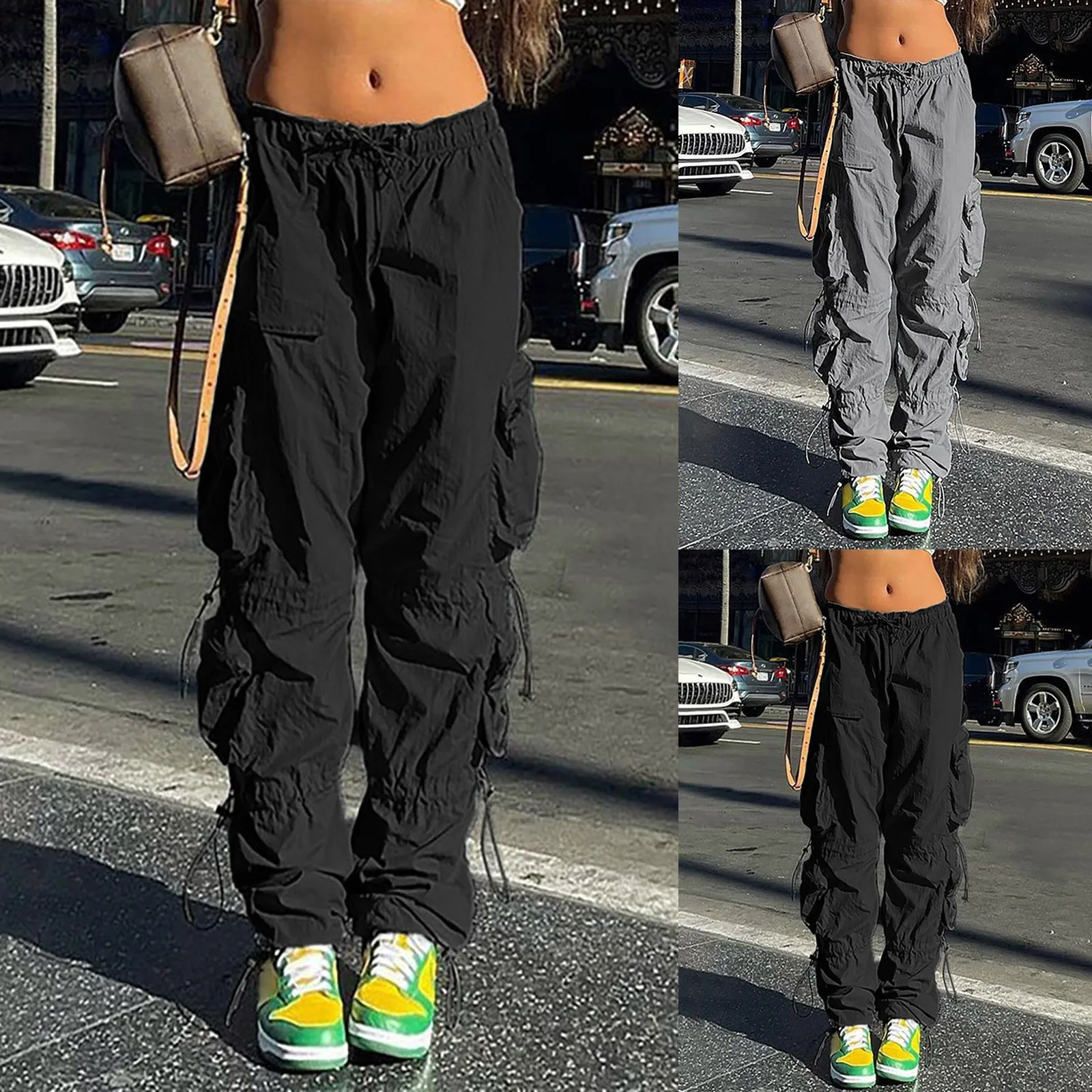 Dress for Pants Women's Loose Cargo Pants Retro Multi Pocket Low Waist Drawstring Pig Nose Buckle Casual Pants for Women Pack 
Dress for Pants Women's Loose Cargo Pants Retro Multi Pocket Low Waist Drawstring Pig Nose Buckle Casual Pants for Women Pack