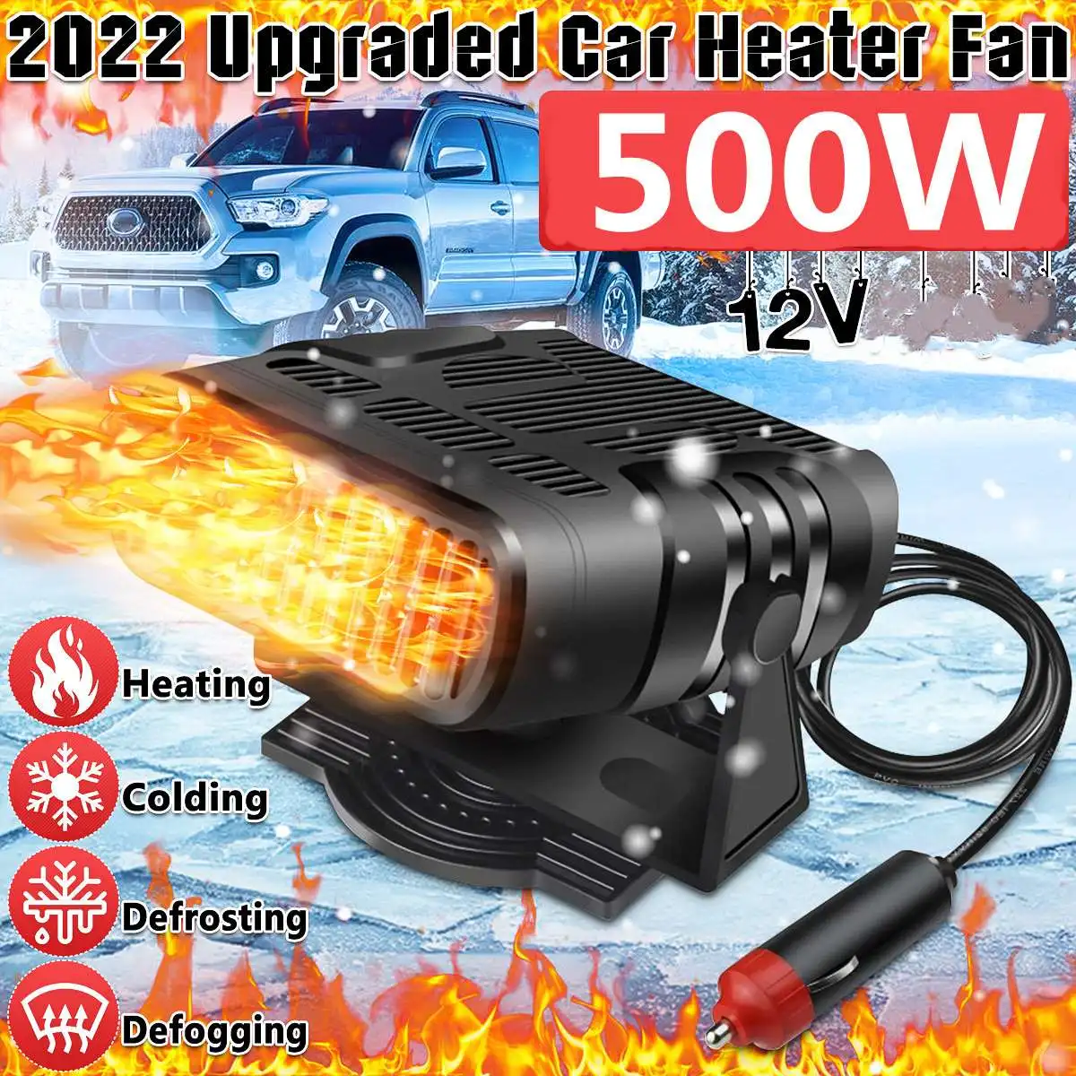 12/24V 500W Portable Auto Car Heater Defroster Demister Electric Heater Windshield 360 Degree Rotation ABS Heating Cooling Fan
12/24V 500W Portable Auto Car Heater Defroster Demister Electric Heater Windshield 360 Degree Rotation ABS Heating Cooling Fan