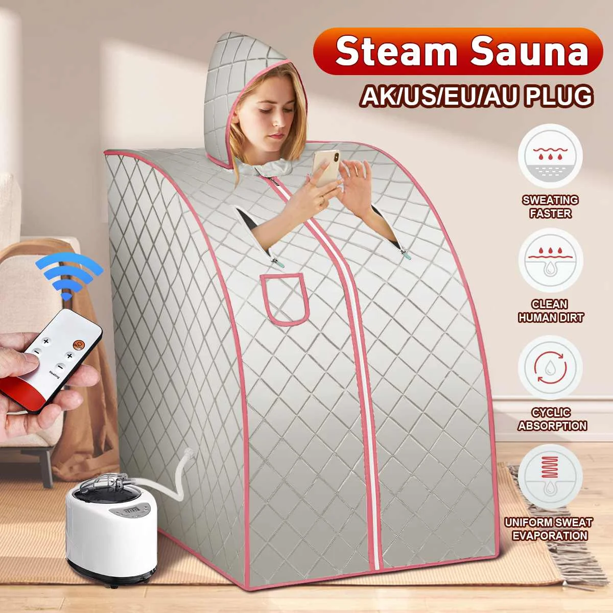 74x23x31.5cm Steam Sauna Portable Household Sauna Room Beneficial Skin Infrared Weight Loss Calories Bath SPA With Folding Chair 
74x23x31.5cm Steam Sauna Portable Household Sauna Room Beneficial Skin Infrared Weight Loss Calories Bath SPA With Folding Chair