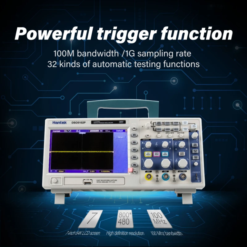 Hantek DSO5102P Digital Storage Oscilloscope USB Analyer 100MHz 1GSa/s 40K Cheaper Than DSO5102B AC110V/220V
Hantek DSO5102P Digital Storage Oscilloscope USB Analyer 100MHz 1GSa/s 40K Cheaper Than DSO5102B AC110V/220V