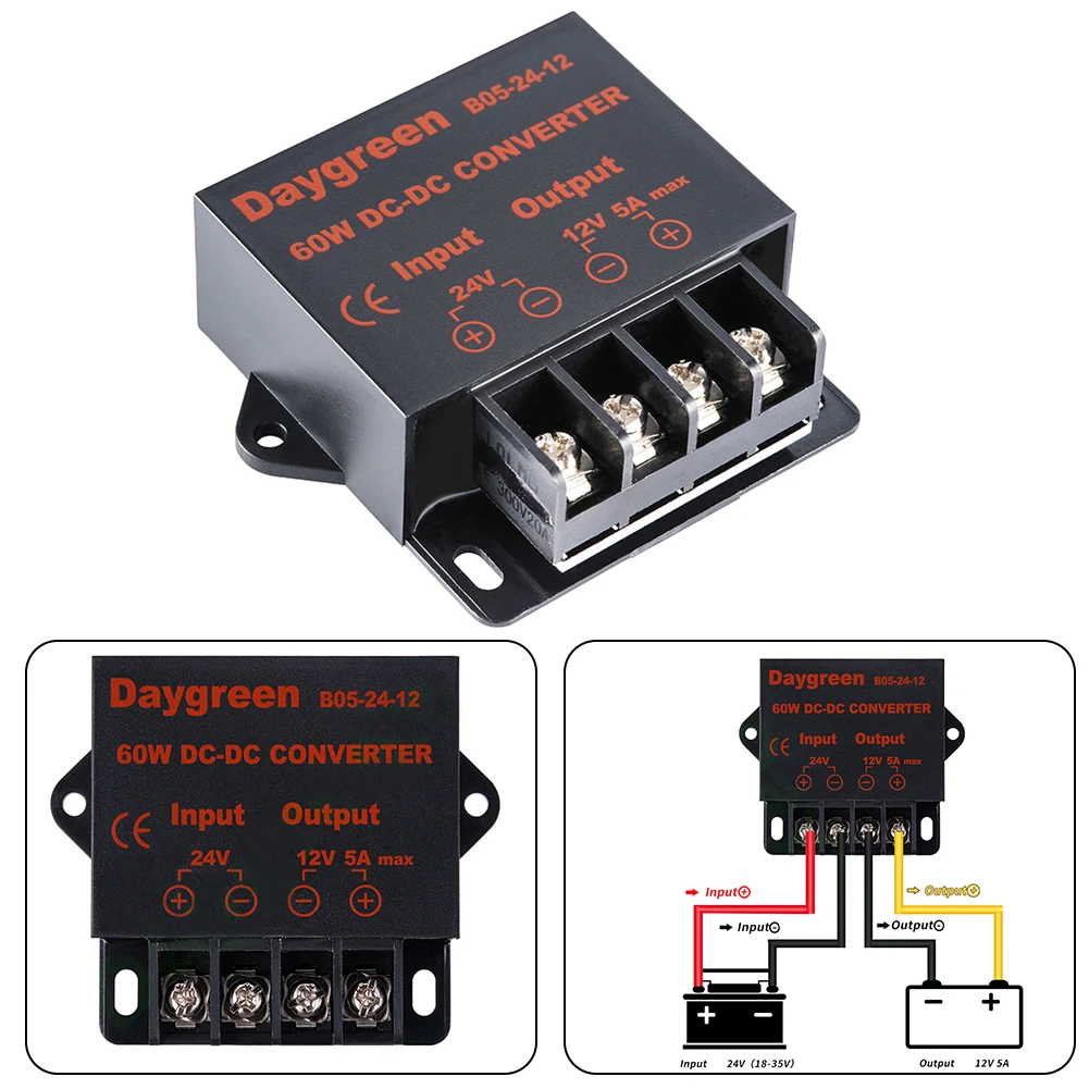 B05-24-12 Car LED Step Down DC Converter Voltage Regulator Reducer DC 24V To 12V 5A 60W Converter Inverters Module Power Supplie
B05-24-12 Car LED Step Down DC Converter Voltage Regulator Reducer DC 24V To 12V 5A 60W Converter Inverters Module Power Supplie