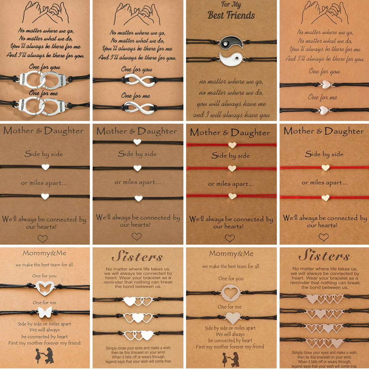 Charmsmic Mother And Daughter Small Heart Bracelets For Girls Handmade Braided Make A Wish Card Pray Jewelry Gifts Dropshipping
Charmsmic Mother And Daughter Small Heart Bracelets For Girls Handmade Braided Make A Wish Card Pray Jewelry Gifts Dropshipping