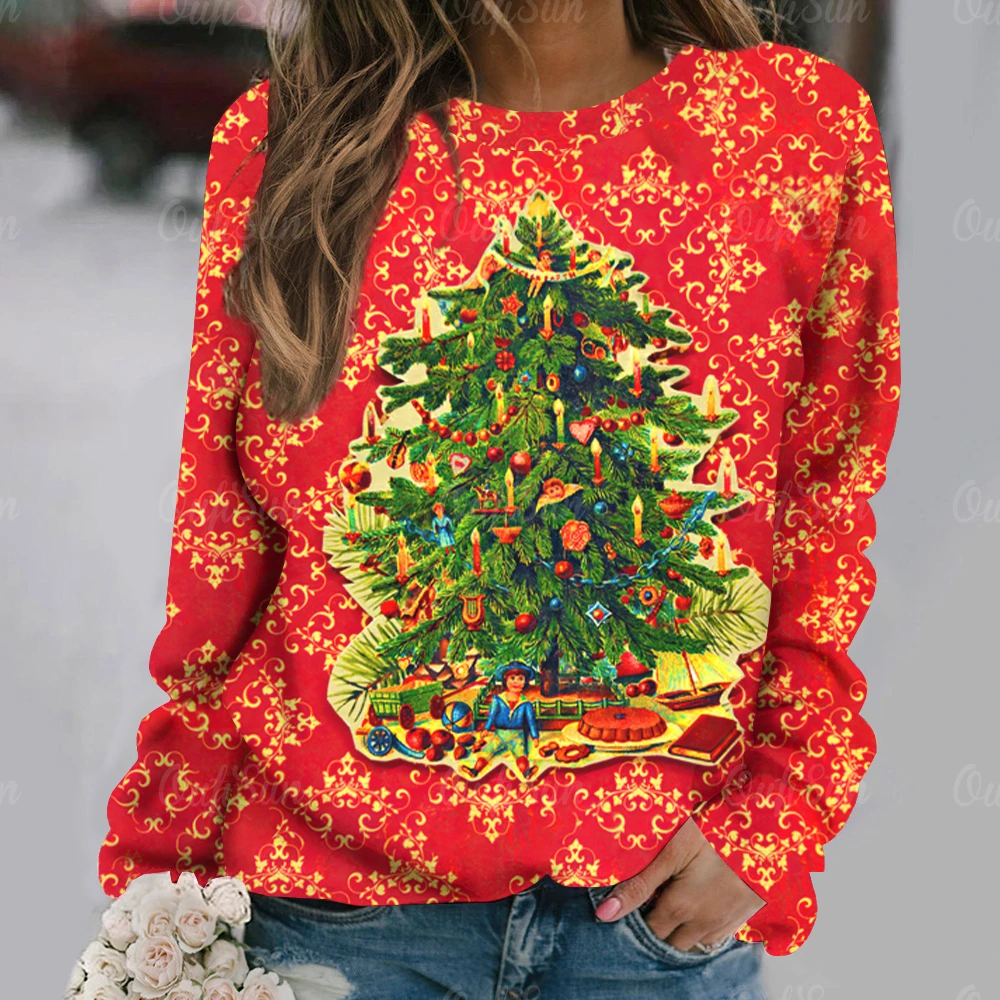 Женская футболка с рождественской елкой, красная Повседневная футболка с круглым вырезом и длинным рукавом, топы, винтажная зимняя Свободная Женская одежда в стиле Харадзюку, Осень-зима
Женская футболка с рождественской елкой, красная Повседневная футболка с круглым вырезом и длинным рукавом, топы, винтажная зимняя Свободная Женская одежда в стиле Харадзюку, Осень-зима