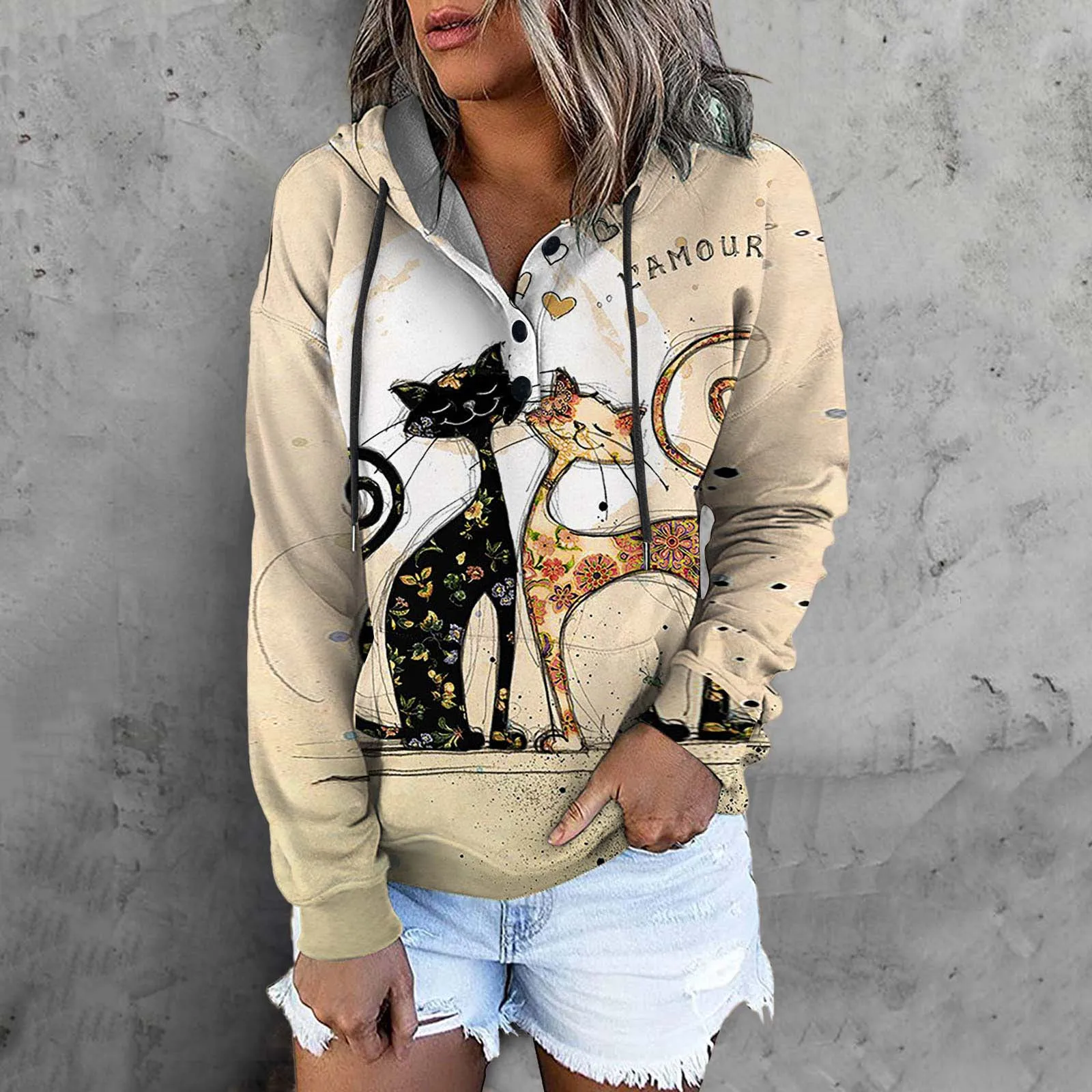Non Positioning Print Women's Button Up V Neck Hoodies Casual Long Sleeve Sweatshirts Loose Extra Soft Hoodie Long Hoodie Womens
Non Positioning Print Women's Button Up V Neck Hoodies Casual Long Sleeve Sweatshirts Loose Extra Soft Hoodie Long Hoodie Womens