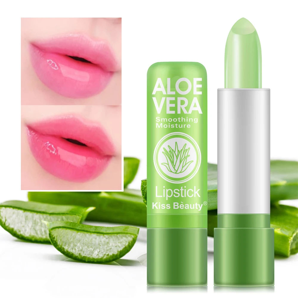

1PCS Lip Balm Aloe Vera Natural Color Changing Lipstick Long Lasting Hydrating Moisturizing Reduce Improve Lip Lines Lip Care
