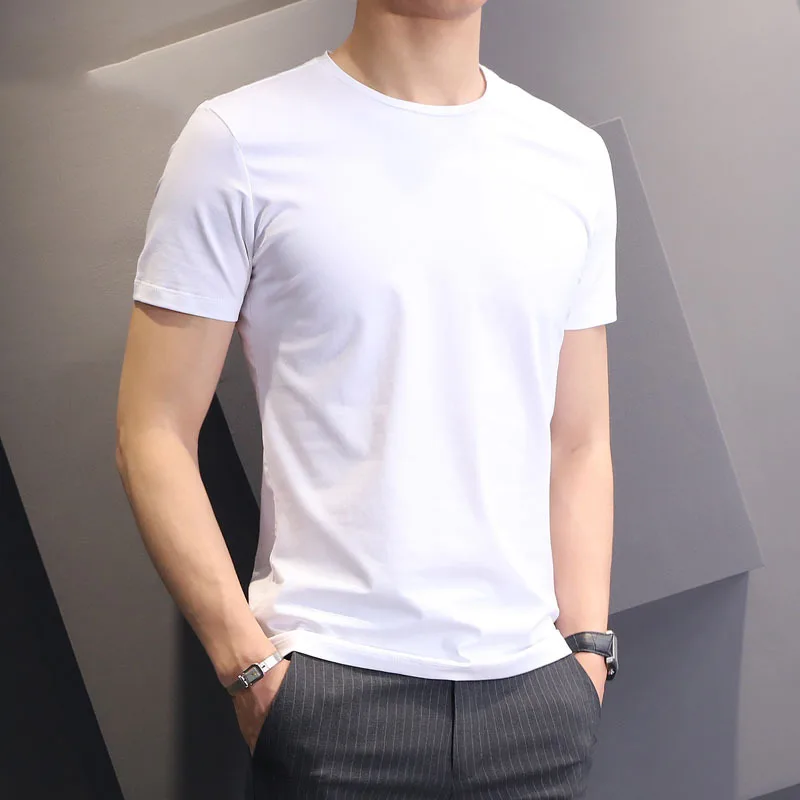 White T-shirt Men's Short-Sleeved Korean-Style Slim Fit Crew Neck T-shirt Trendy Casual Solid Color Men's Undershirt
White T-shirt Men's Short-Sleeved Korean-Style Slim Fit Crew Neck T-shirt Trendy Casual Solid Color Men's Undershirt