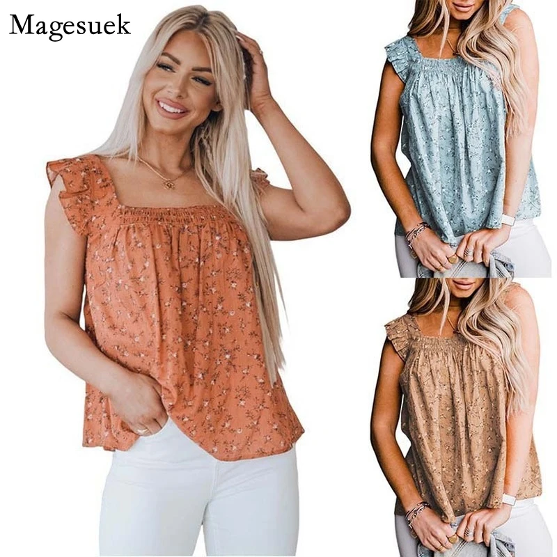 Summer Vintage Floral Women's Blouse Elegant Loose Pullover Sleeveless Shirt Tops Fashion Casual Printed Ruffles Blouses 22737
Summer Vintage Floral Women's Blouse Elegant Loose Pullover Sleeveless Shirt Tops Fashion Casual Printed Ruffles Blouses 22737