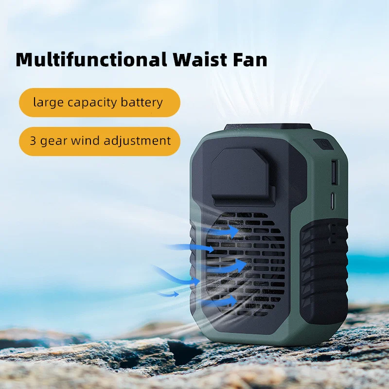 Portable 6000mAh Waist Fan USB outdoor Air Conditioning Rechargeable Hanging Neck Mini Fan Sports Cooling Waist Clip Fan
Portable 6000mAh Waist Fan USB outdoor Air Conditioning Rechargeable Hanging Neck Mini Fan Sports Cooling Waist Clip Fan
