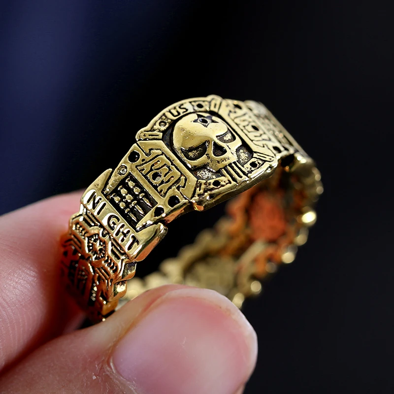 

Fashion Men's Gold color Skull Rings Viking Punk Skeleton Rings Anniversary Gift Hip Hop Unisex Jewelry for Men whole sale