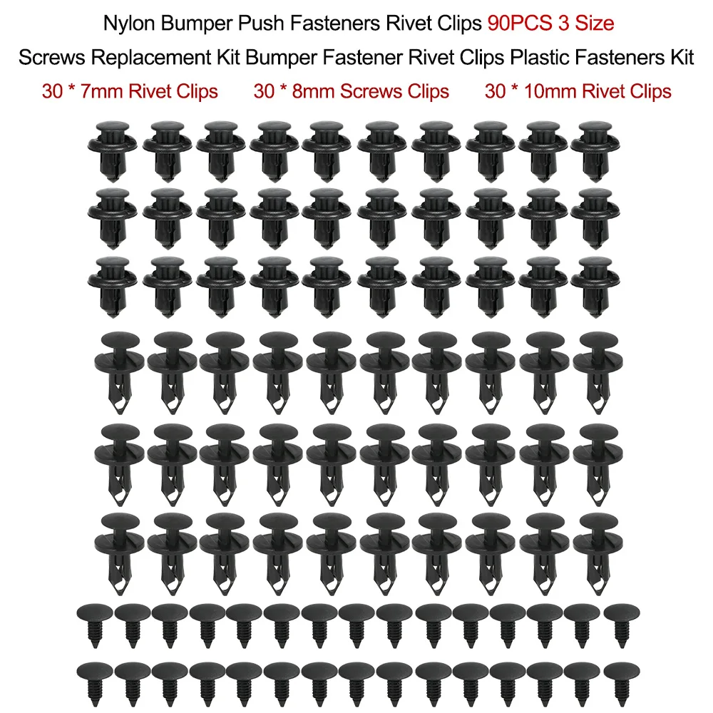 Nylon Bumper Push Fasteners Rivet Clips 90PCS 3 Size Screws Replacement Kit Bumper Fastener Rivet Clips Plastic Fasteners Kit
Nylon Bumper Push Fasteners Rivet Clips 90PCS 3 Size Screws Replacement Kit Bumper Fastener Rivet Clips Plastic Fasteners Kit