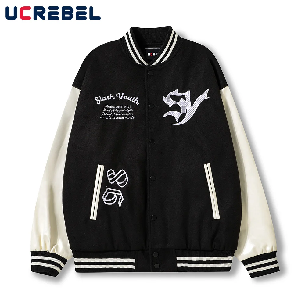Letter Embroidery Baseball Jacket Retro Mens Autumn Winter V-neck Streetwear Sleeve PU Jacket Loose Single Breasted Outerwear
Letter Embroidery Baseball Jacket Retro Mens Autumn Winter V-neck Streetwear Sleeve PU Jacket Loose Single Breasted Outerwear