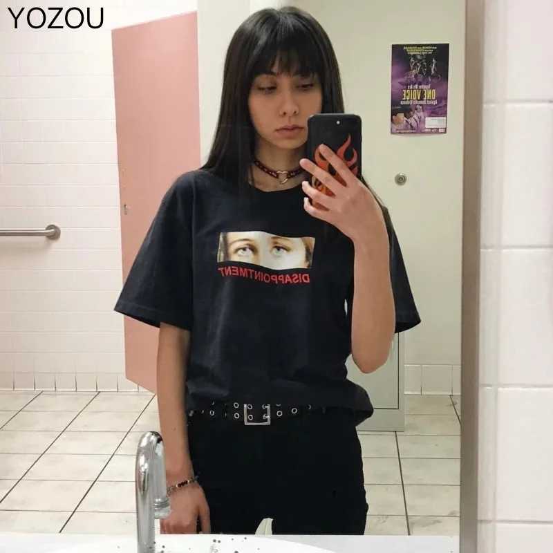 YOZOU 2022 Design Summer Cotton Black White Graphic Tee Disappointment Loose Oversize Tshirt for Women Female Egirl Y2k Chic
YOZOU 2022 Design Summer Cotton Black White Graphic Tee Disappointment Loose Oversize Tshirt for Women Female Egirl Y2k Chic