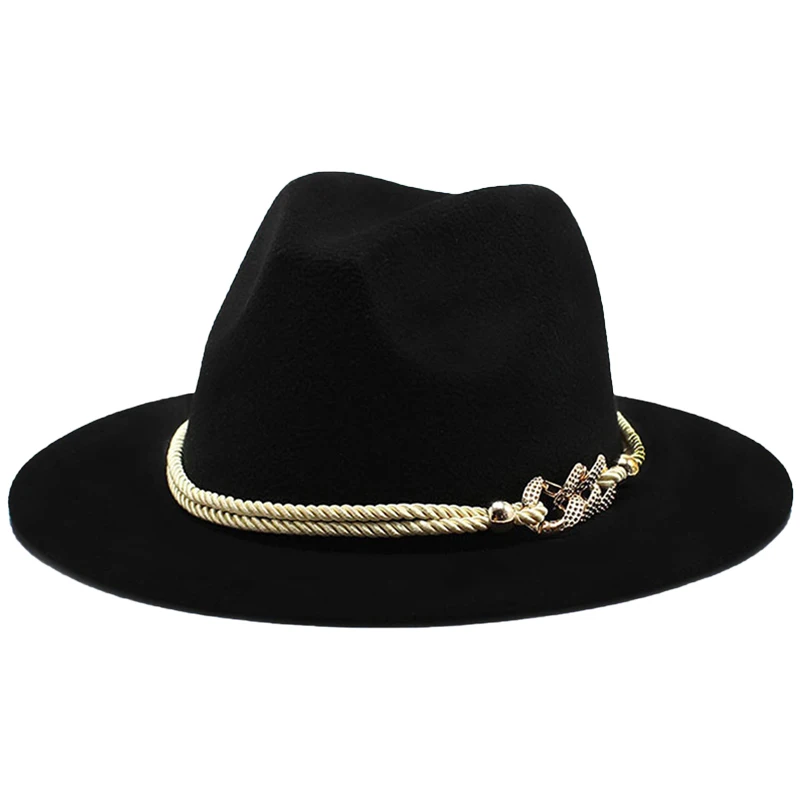 

Solid Felt Fedora Hat For Women Black/White Simple Church Derby Wide Brim Top Hat Men Artificial Wool Blend Warm Jazz Panama Cap
