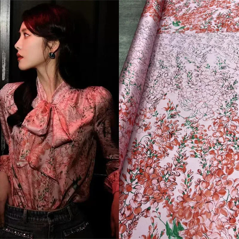 V Home Pink Cherry Blossom Twill Stretch Silk Temperament Dress Clothing Satin Silk Fabric Sewing Cloth By The Meter Brocade
V Home Pink Cherry Blossom Twill Stretch Silk Temperament Dress Clothing Satin Silk Fabric Sewing Cloth By The Meter Brocade