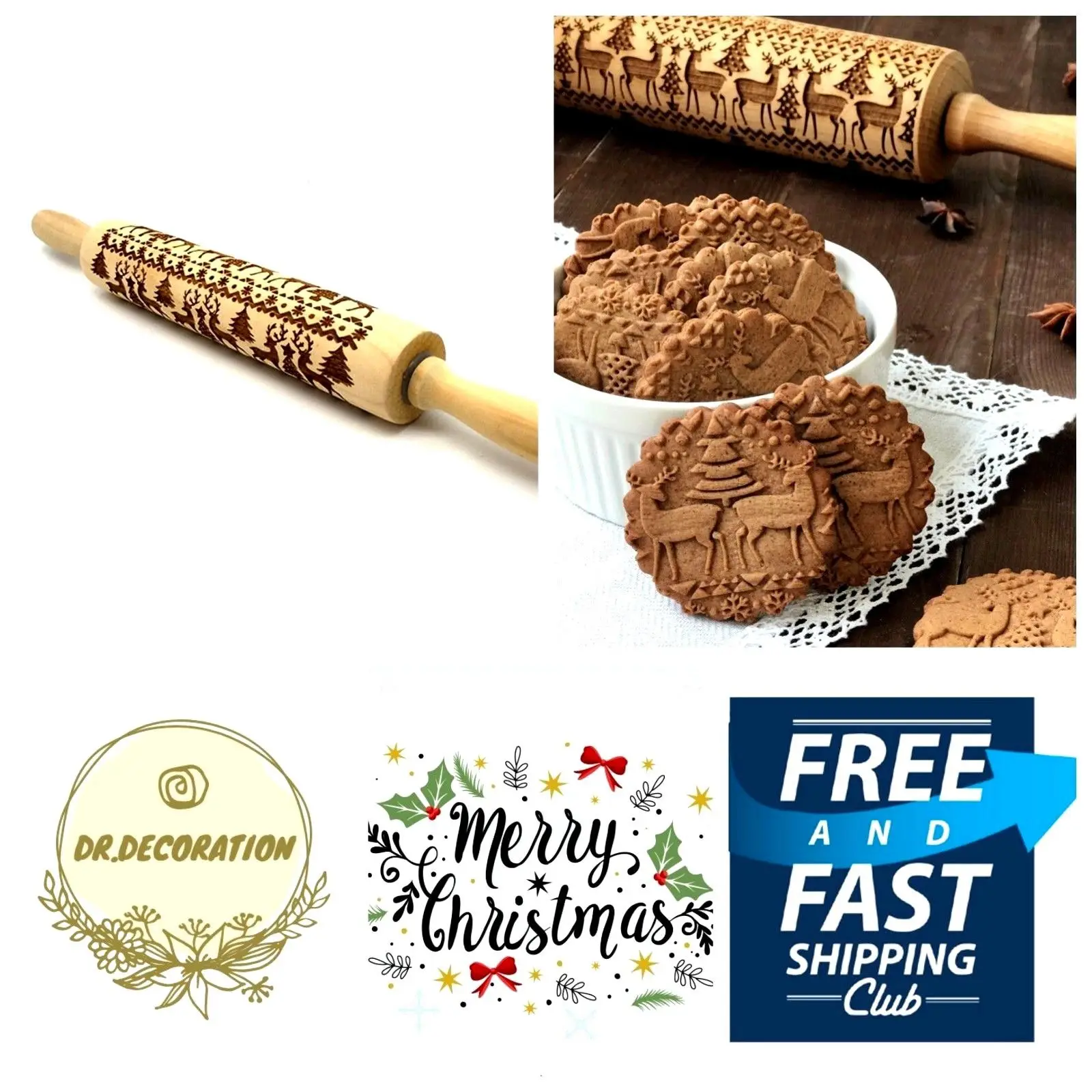 Christmas Embossing Rolling Pins With Elk Snowflake Patterns Wooden Roller Baking Embossed Cookies Kitchen Tools DIY Crafts
Christmas Embossing Rolling Pins With Elk Snowflake Patterns Wooden Roller Baking Embossed Cookies Kitchen Tools DIY Crafts