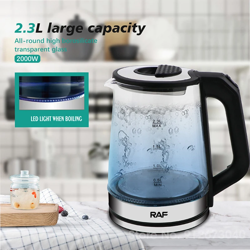 Borosilicate Glass & Stainless Steel Portable Fast, Electric Hot Water Kettle for Tea and Coffee, 2.3-Liter, 2000W
Borosilicate Glass & Stainless Steel Portable Fast, Electric Hot Water Kettle for Tea and Coffee, 2.3-Liter, 2000W