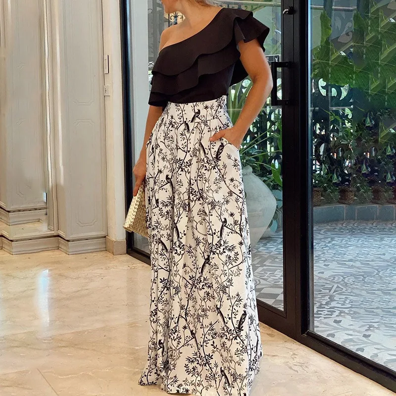 Комплект из двух предметов для женщин, летний Повседневный пикантный топ с открытыми плечами и свободные широкие брюки с высокой талией и п...
Комплект из двух предметов для женщин, летний Повседневный пикантный топ с открытыми плечами и свободные широкие брюки с высокой талией и п...