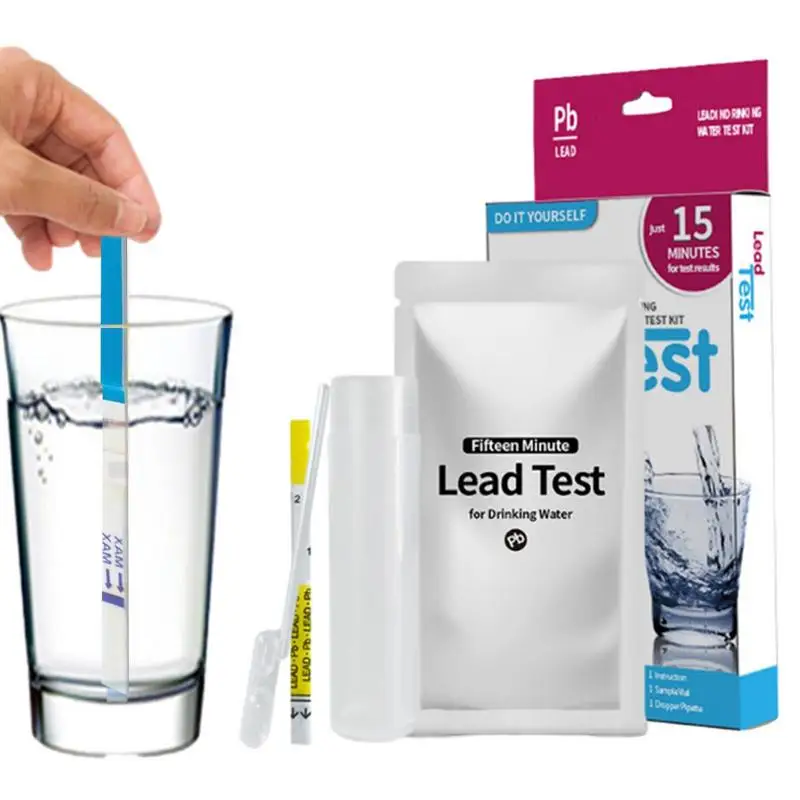 

Drinking Water Lead Test Kit with Lead Strip Dropper Pipette Home Testing for Lead in City Water or Well Water Detection 15PPB