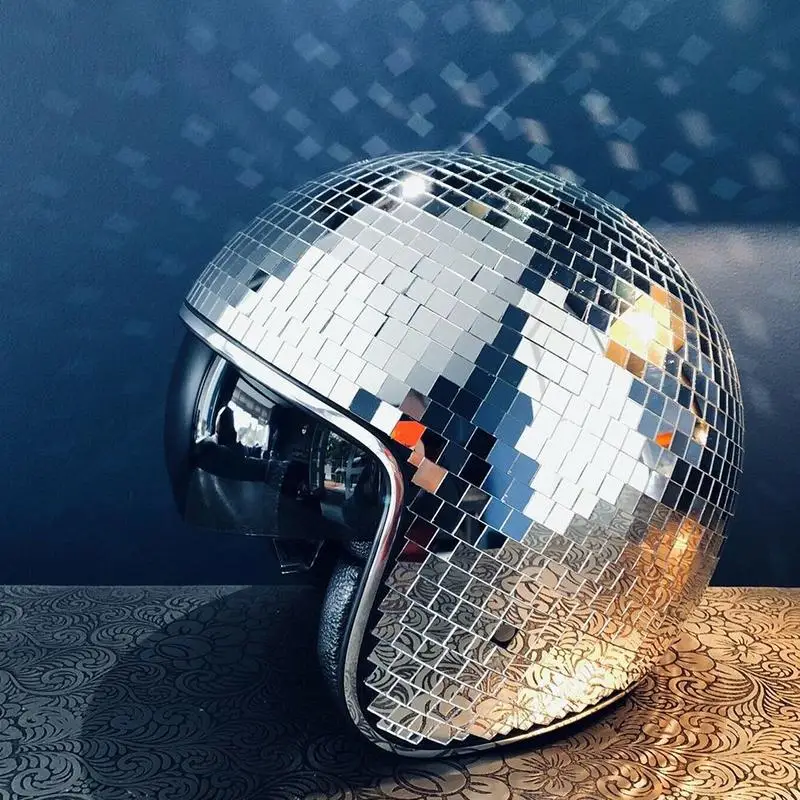 Disco Mirror Ball Helmet Mask Costume for DJ Nightclub Musical Festival Dance Party Motorcycle Helmet with Retractable Visor
Disco Mirror Ball Helmet Mask Costume for DJ Nightclub Musical Festival Dance Party Motorcycle Helmet with Retractable Visor