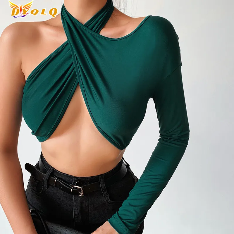 90s y2k Solid Color One Shoulder Halter Neck Crop Tops women Long Sleeve slim fit T-Shirt Fairycore Grunge Tees Streetwear
90s y2k Solid Color One Shoulder Halter Neck Crop Tops women Long Sleeve slim fit T-Shirt Fairycore Grunge Tees Streetwear