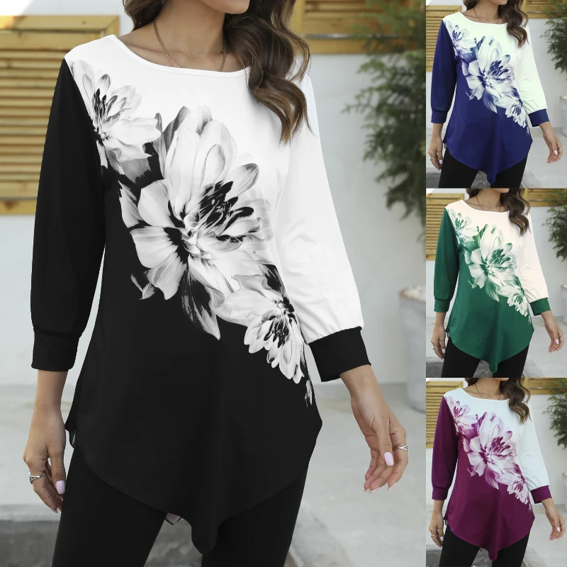 2022 Large Size T-shirt 4XL 5XL Women Fashion Round Collar 3D Floral Print Loose Hem Women T-shirt Spring and Autumn New
2022 Large Size T-shirt 4XL 5XL Women Fashion Round Collar 3D Floral Print Loose Hem Women T-shirt Spring and Autumn New