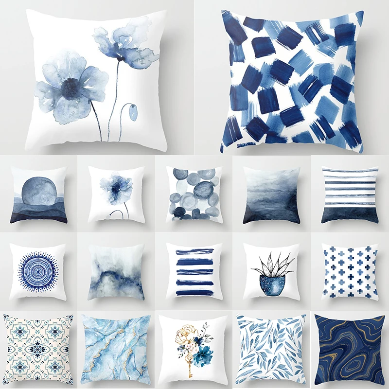 Blue Flower Cushion Cover 45x45cm Polyester Pillowcase Ink Floral Double Print Sofa Pillow Cover Geometric Wiast Pillow Cases
Blue Flower Cushion Cover 45x45cm Polyester Pillowcase Ink Floral Double Print Sofa Pillow Cover Geometric Wiast Pillow Cases