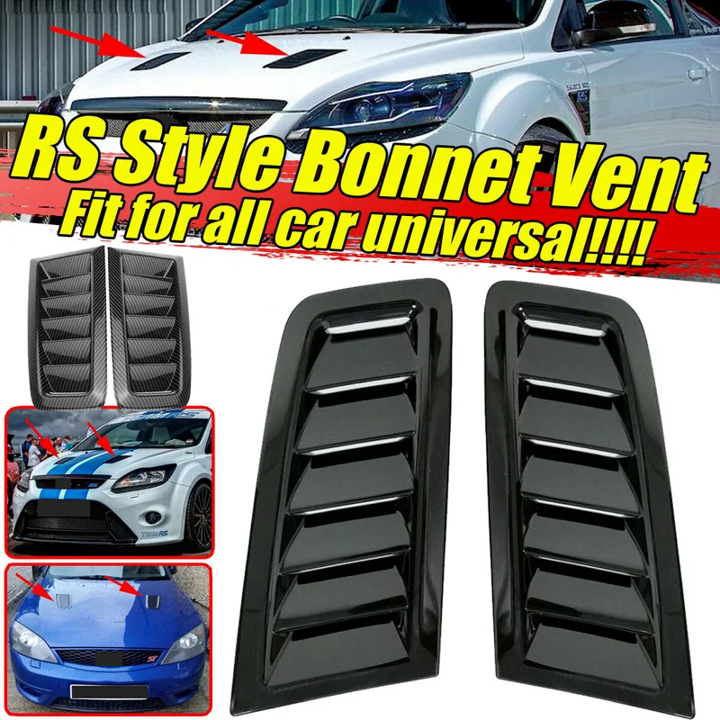

Universal Car Bonnet Hood Vent Louver Scoop Cover Air Flow Intake Glossy Black Carbonfiber